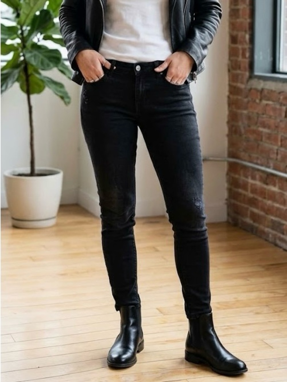 Topshop Moto Baxter Black Skinny Jeans W30 L34 - Quiet Luxury Minimalist Grunge